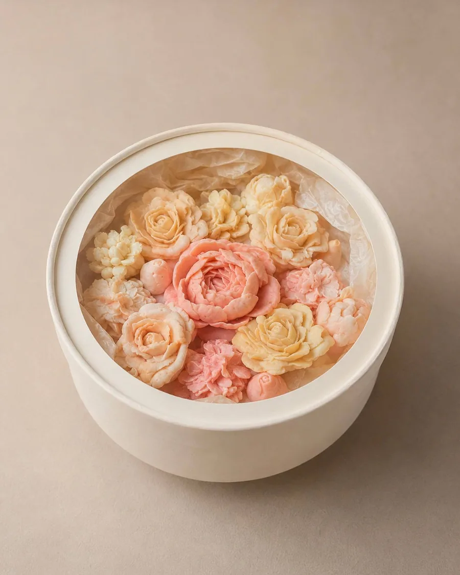 Bouquet in a round box